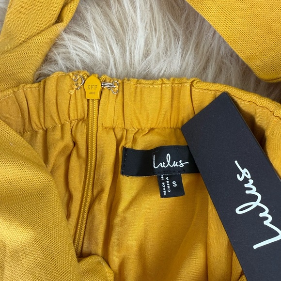 NWT Lulu's Golden Cotton Linen Blend Halter Jumpsuit - Picture 7 of 8